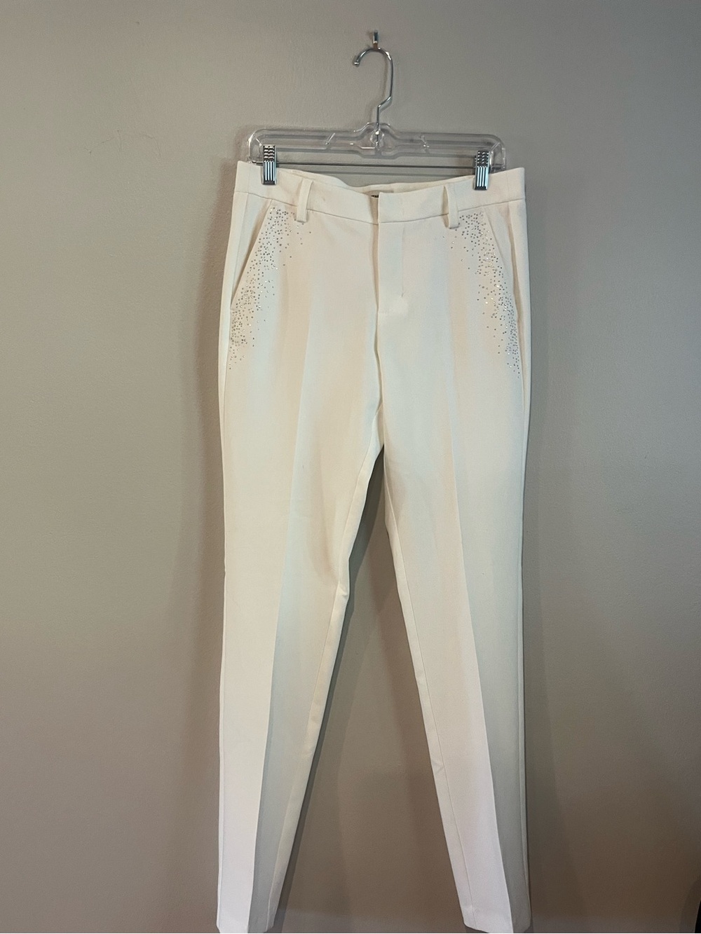 Zadig & Voltaire Prune Strass Rain White Rhinestone Pants Size 38